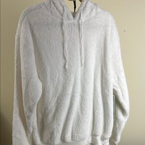Cold Crush Women’s White Fuzzy Hoodie Pullover Teddy Bear Ears Soft Plush
